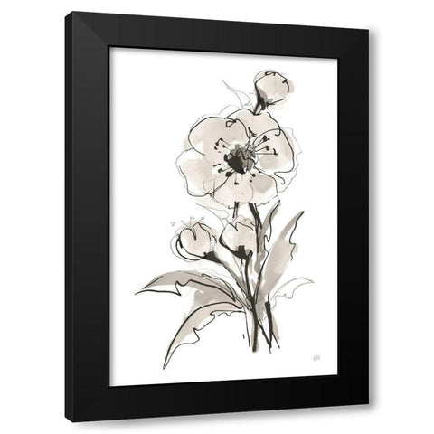 Poppy II Black Modern Wood Framed Art Print with Double Matting by Paschke, Chris