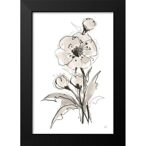 Poppy II Black Modern Wood Framed Art Print by Paschke, Chris