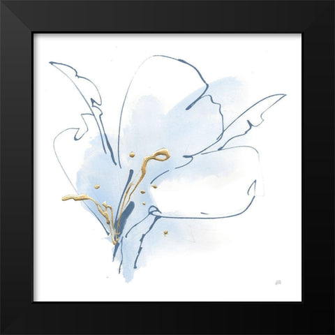 Blue and Gold Floral II Black Modern Wood Framed Art Print by Paschke, Chris