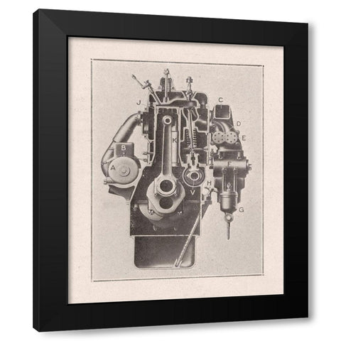 French Engine I Black Modern Wood Framed Art Print with Double Matting by Wild Apple Portfolio