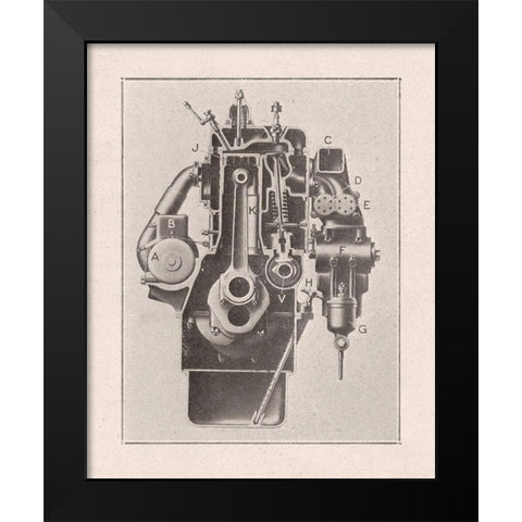 French Engine I Black Modern Wood Framed Art Print by Wild Apple Portfolio