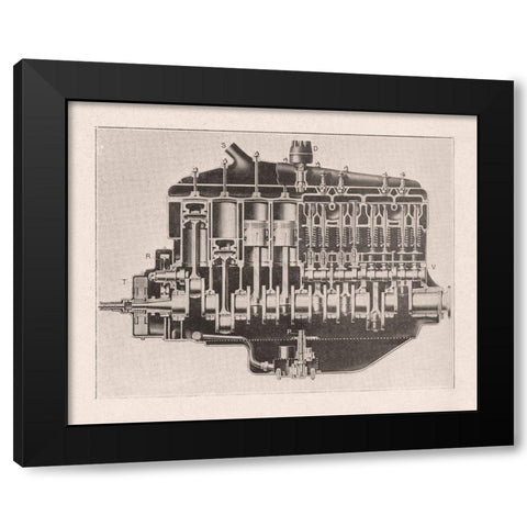 French Engine III Black Modern Wood Framed Art Print with Double Matting by Wild Apple Portfolio