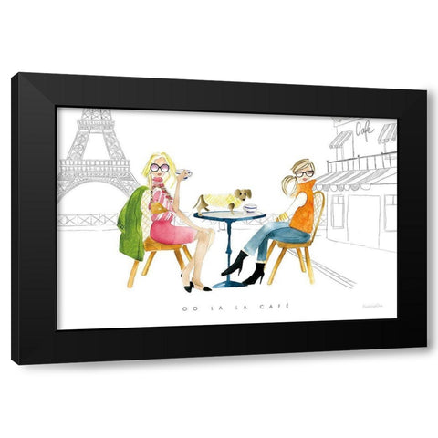 Paris Girlfriends III v2 Black Modern Wood Framed Art Print by Charro, Mercedes Lopez