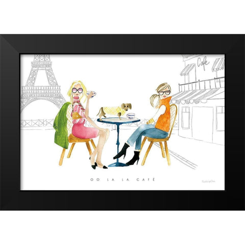 Paris Girlfriends III v2 Black Modern Wood Framed Art Print by Charro, Mercedes Lopez