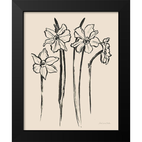 Ink Sketch Daffodils Black Modern Wood Framed Art Print by Miller, Sara Zieve