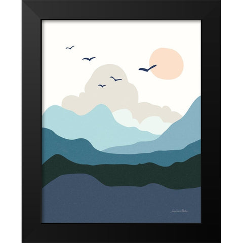 Hills and Valleys II Blue Black Modern Wood Framed Art Print by Miller, Sara Zieve