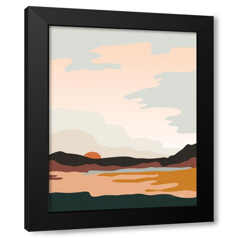 Hills and Valleys III Boho Black Modern Wood Framed Art Print by Miller, Sara Zieve