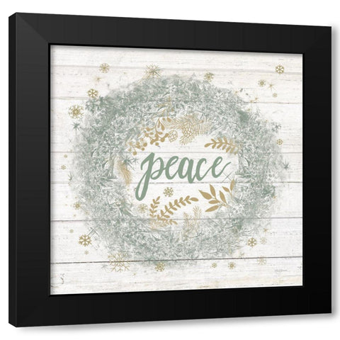 Frosty Peace Sage Black Modern Wood Framed Art Print with Double Matting by Urban, Mary