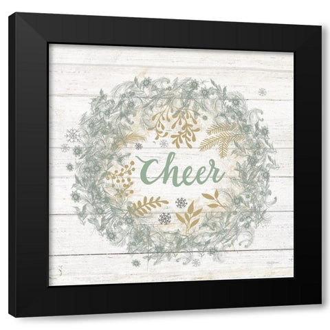 Frosty Cheer Sage Black Modern Wood Framed Art Print with Double Matting by Urban, Mary