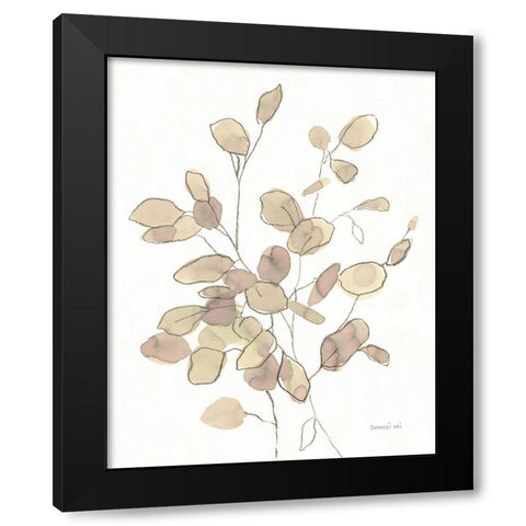 Transparent Leaves Black Modern Wood Framed Art Print by Nai, Danhui