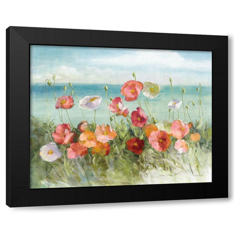 Coastal Poppies Light. Black Modern Wood Framed Art Print with Double Matting by Nai, Danhui