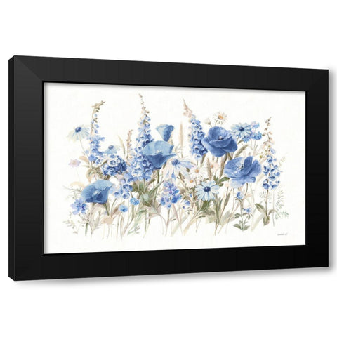 Wildflowers in Bloom I Blue Black Modern Wood Framed Art Print with Double Matting by Nai, Danhui