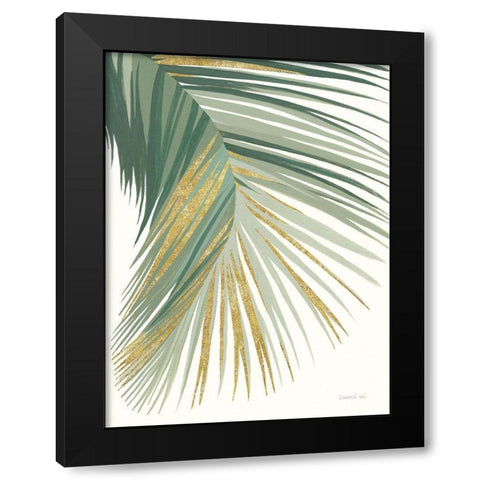 Retro Big Leaf II Green Gold Black Modern Wood Framed Art Print with Double Matting by Nai, Danhui