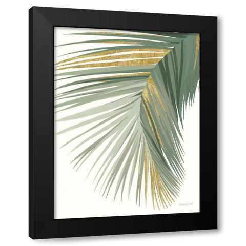 Retro Big Leaf II Reversed Green Gold Black Modern Wood Framed Art Print by Nai, Danhui