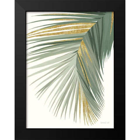 Retro Big Leaf II Reversed Green Gold Black Modern Wood Framed Art Print by Nai, Danhui