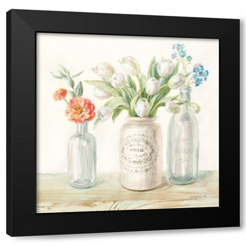 Marmalade Flowers II Black Modern Wood Framed Art Print with Double Matting by Nai, Danhui