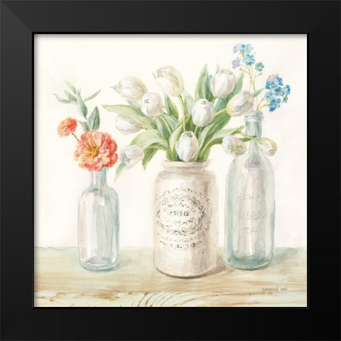 Marmalade Flowers II Black Modern Wood Framed Art Print by Nai, Danhui