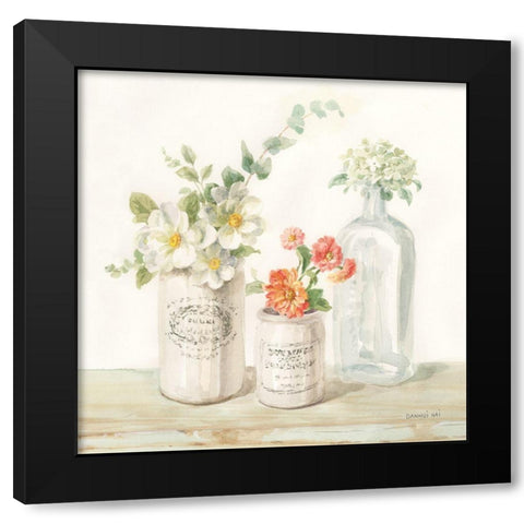 Marmalade Flowers III Black Modern Wood Framed Art Print with Double Matting by Nai, Danhui