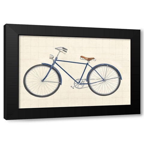 Flea Market Bicycle Navy Black Modern Wood Framed Art Print with Double Matting by Wild Apple Portfolio