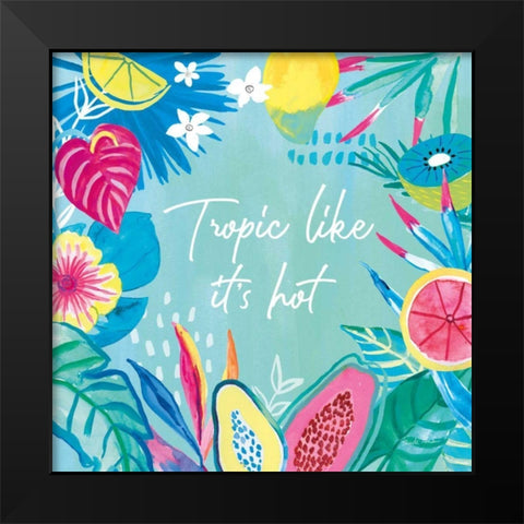 Fruity Flamingos IX Black Modern Wood Framed Art Print by Zaman, Farida