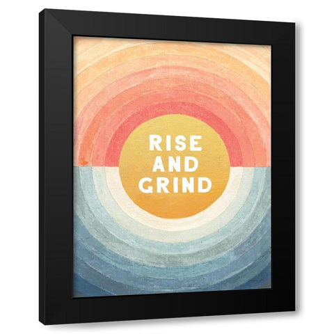 Retro Vibes Rise and Grind Black Modern Wood Framed Art Print with Double Matting by Nai, Danhui