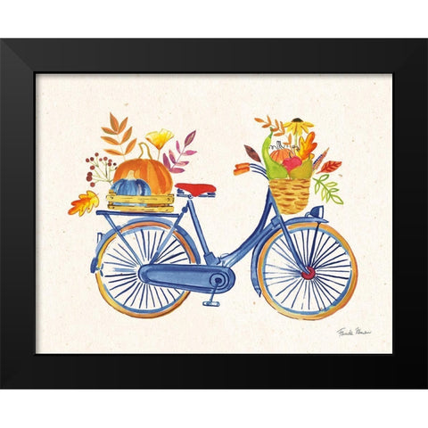 Autumn Harvest I Navy Black Modern Wood Framed Art Print by Zaman, Farida