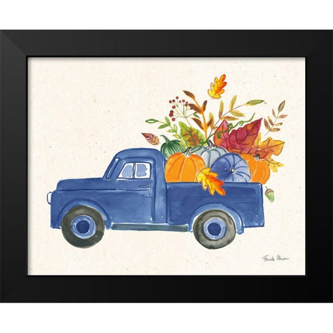 Autumn Harvest II Navy Black Modern Wood Framed Art Print by Zaman, Farida
