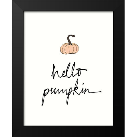 Hello Pumpkin Black Modern Wood Framed Art Print by Wild Apple Portfolio