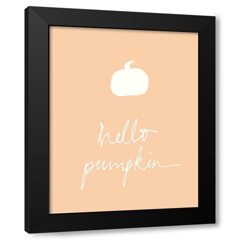 Hello Pumpkin Orange Black Modern Wood Framed Art Print with Double Matting by Wild Apple Portfolio