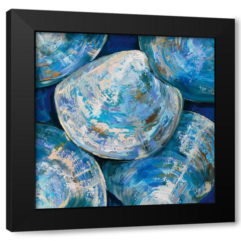 Blue Cherry Stones Black Modern Wood Framed Art Print by Vertentes, Jeanette