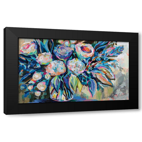 Festive Colors Black Modern Wood Framed Art Print by Vertentes, Jeanette