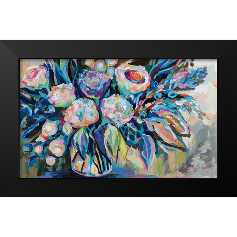 Festive Colors Black Modern Wood Framed Art Print by Vertentes, Jeanette