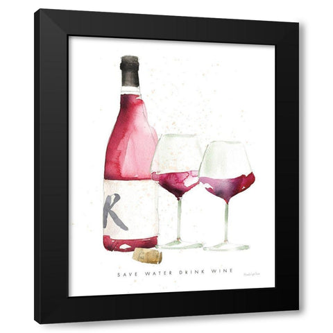Pop the Cork I Black Modern Wood Framed Art Print by Charro, Mercedes Lopez
