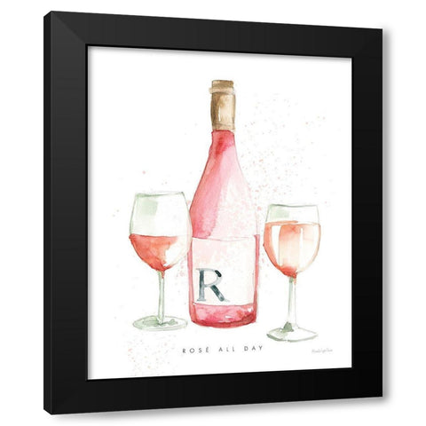 Pop the Cork II Black Modern Wood Framed Art Print with Double Matting by Charro, Mercedes Lopez