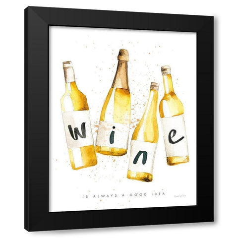 Pop the Cork IV Black Modern Wood Framed Art Print with Double Matting by Charro, Mercedes Lopez