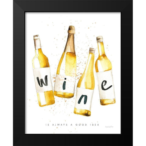 Pop the Cork IV Black Modern Wood Framed Art Print by Charro, Mercedes Lopez