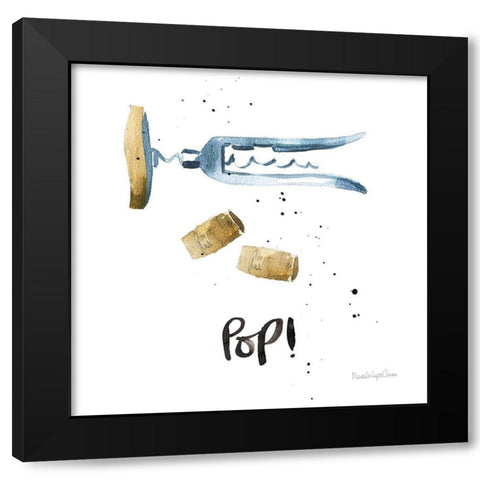 Pop the Cork VII Black Modern Wood Framed Art Print with Double Matting by Charro, Mercedes Lopez