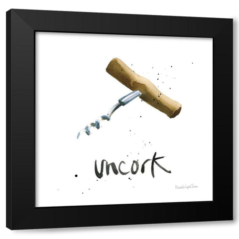 Pop the Cork VIII Black Modern Wood Framed Art Print with Double Matting by Charro, Mercedes Lopez