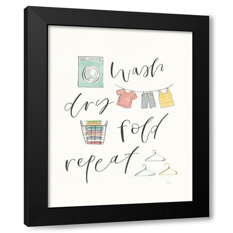 Wash Dry Fold Repeat V Black Modern Wood Framed Art Print with Double Matting by Jackson, Jenaya
