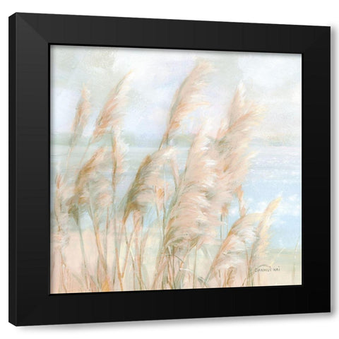 Seaside Pampas Grass Light Crop Black Modern Wood Framed Art Print by Nai, Danhui
