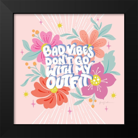 Bad Vibes I Sq Black Modern Wood Framed Art Print by Graham, Gia