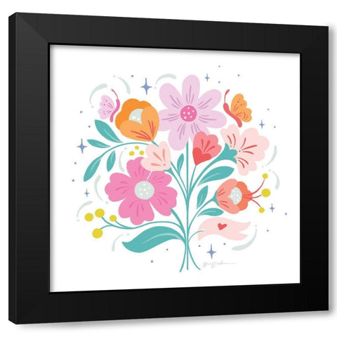 Bright Bouquet I Black Modern Wood Framed Art Print with Double Matting by Graham, Gia