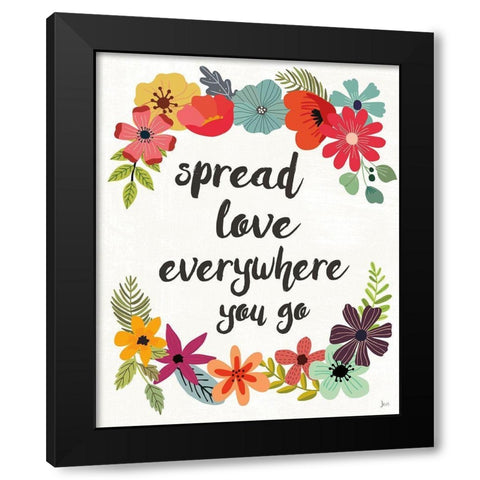 Words and Petals V Black Modern Wood Framed Art Print with Double Matting by Aiken, Jess