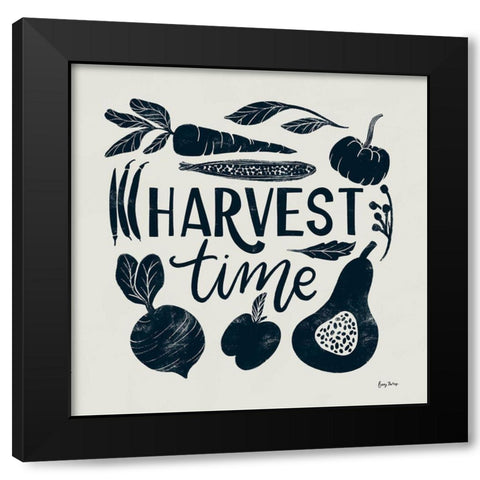 Harvest Lettering I Blue Black Modern Wood Framed Art Print with Double Matting by Thorns, Becky