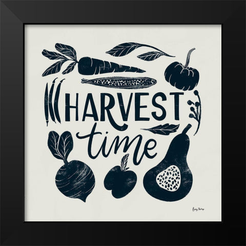 Harvest Lettering I Blue Black Modern Wood Framed Art Print by Thorns, Becky