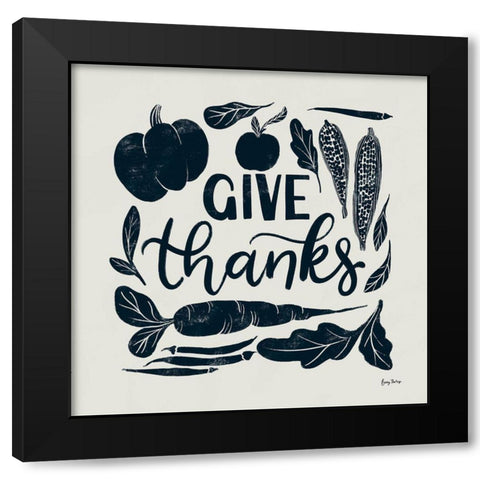 Harvest Lettering II Blue Black Modern Wood Framed Art Print with Double Matting by Thorns, Becky