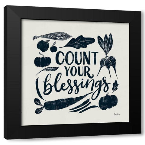 Harvest Lettering IV Blue Black Modern Wood Framed Art Print by Thorns, Becky