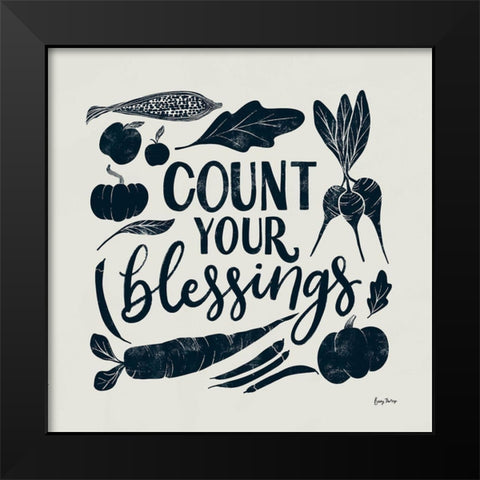 Harvest Lettering IV Blue Black Modern Wood Framed Art Print by Thorns, Becky