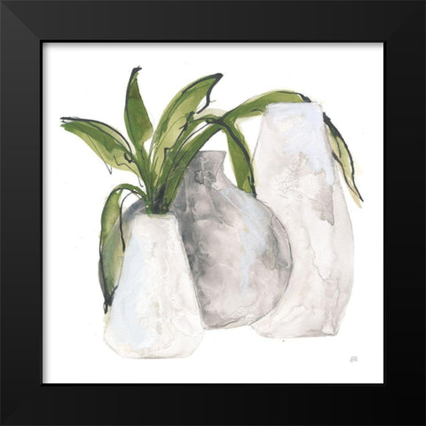 Three Vases II Black Modern Wood Framed Art Print by Paschke, Chris