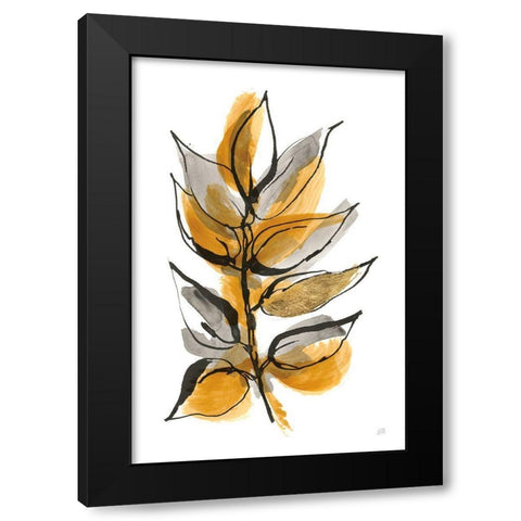 Amber Leaves I Black Modern Wood Framed Art Print with Double Matting by Paschke, Chris